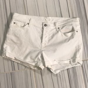 7 for all mankind white denim shorts
